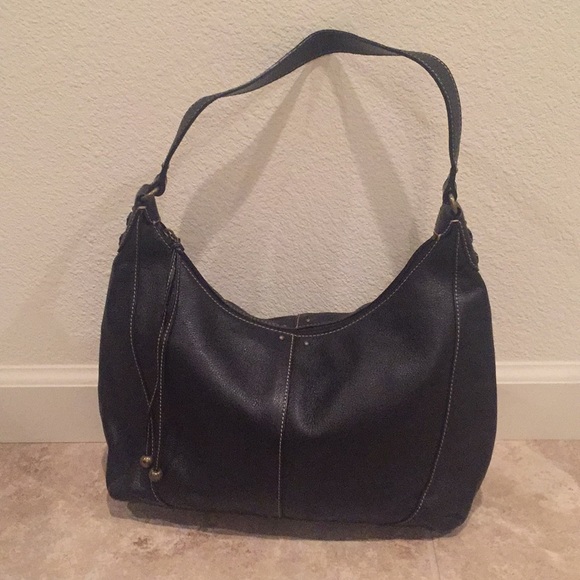 sak black leather purse